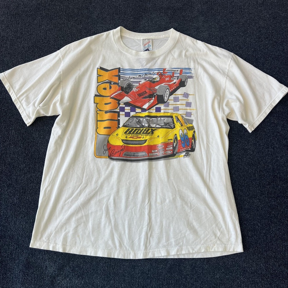 Vintage Ardex Racing Shirt Mens Extra Large White Race Car Graphic Tee 90s USA‎